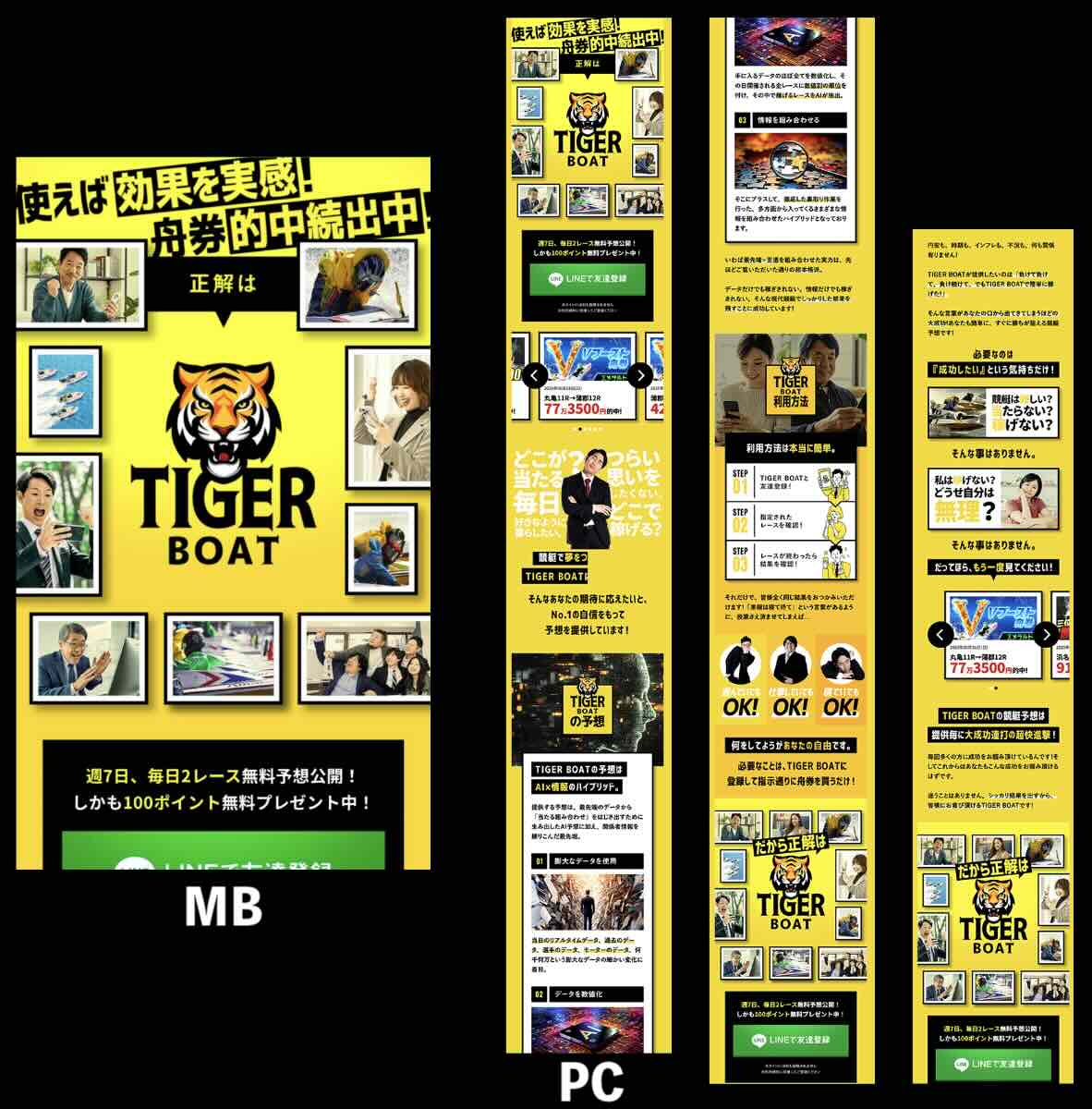 タイガーボートという競艇予想サイトの非会員TOP画像